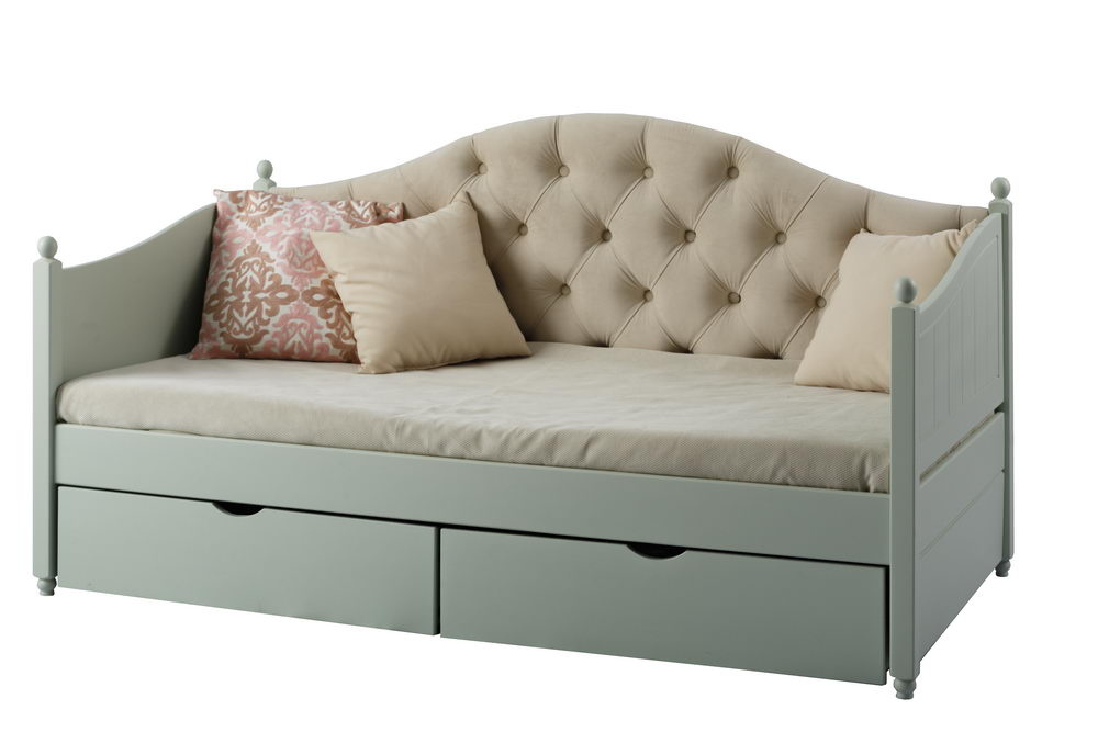 Тахта Айно №8 с мягким изголовьем с ящиками 800х1600