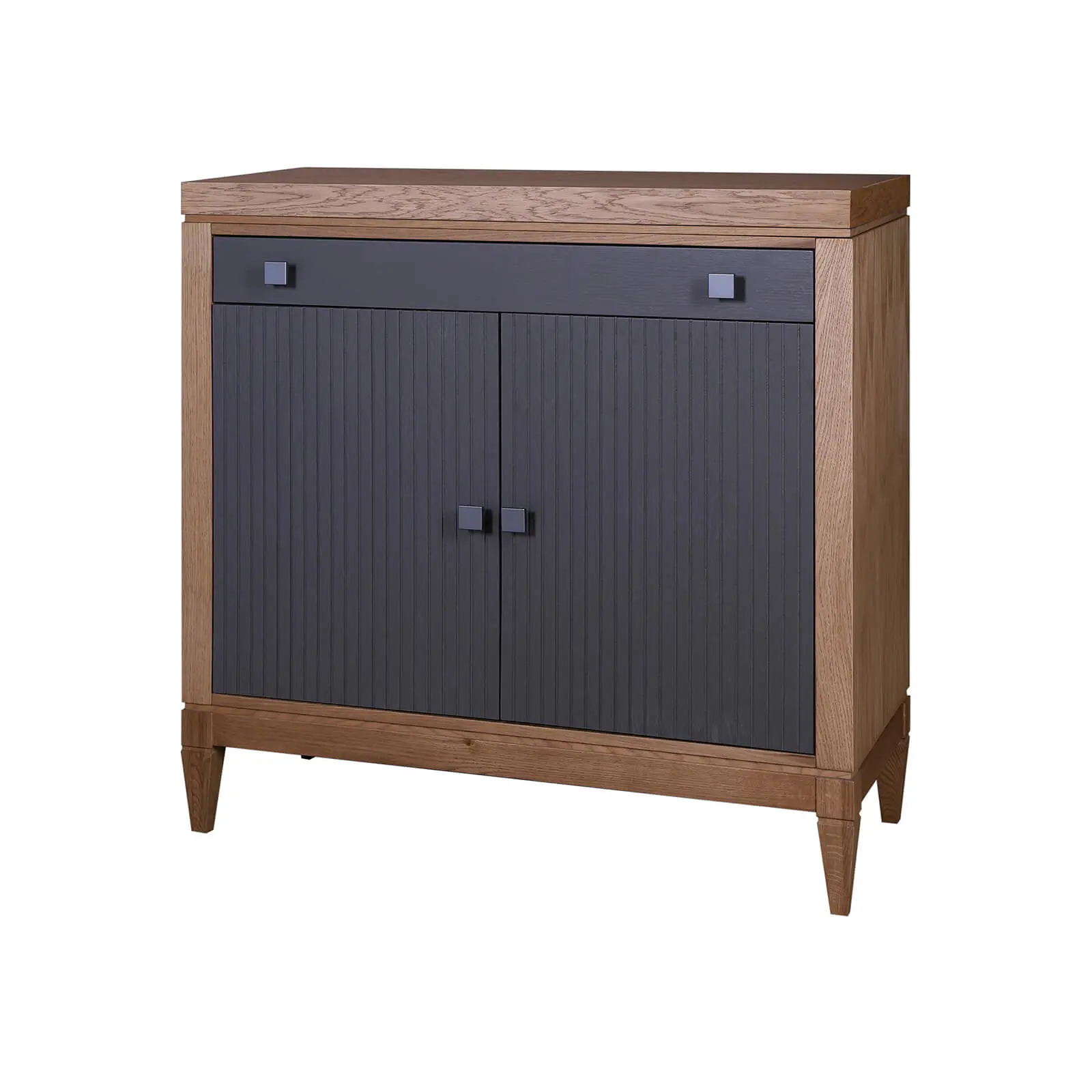 Комод с 2 ящиками массив дуба Фокстрот 221C рельеф (дуб натуральный/бетон/дуб натуральный)