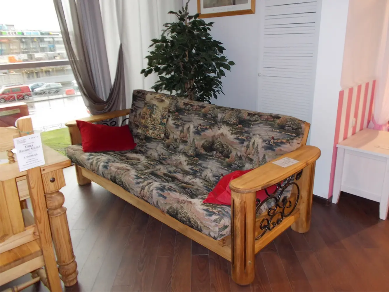 Диван Викинг 02 (бейц старение) с мягким элементом (раскладной с механизмом)