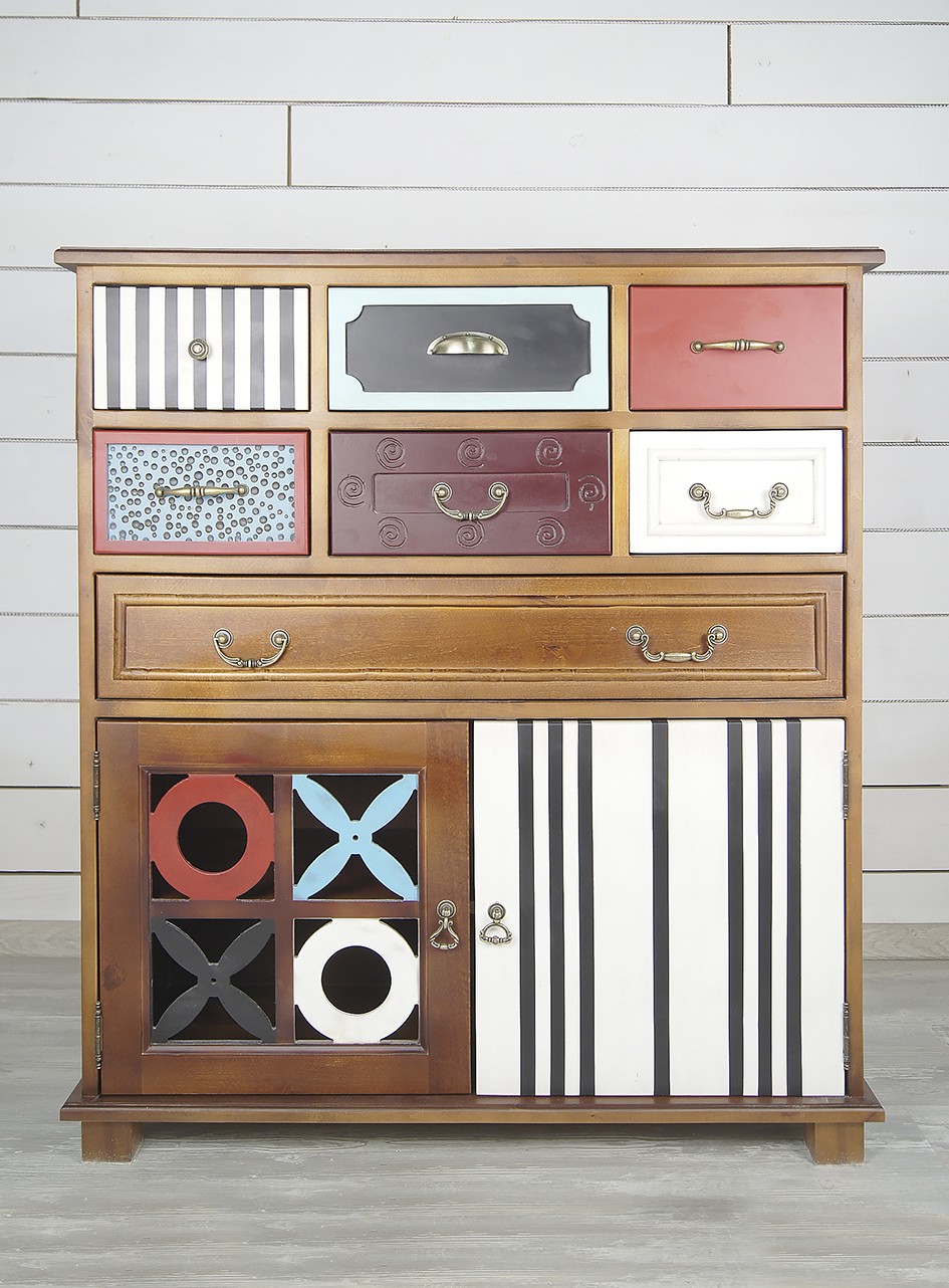 Вертикальный комод массив дерева Gouache Birch (7 ящиков) арт G20017ETG/1