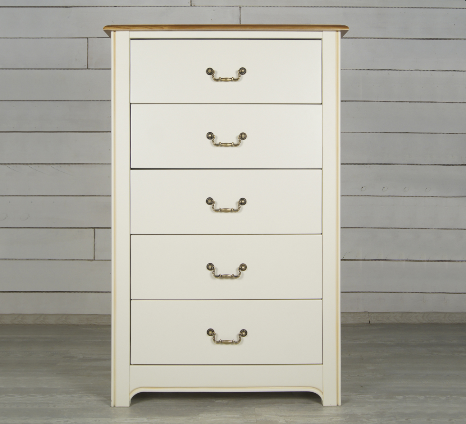 Бежевый комод "Olivia" высокий на 5 ящиков