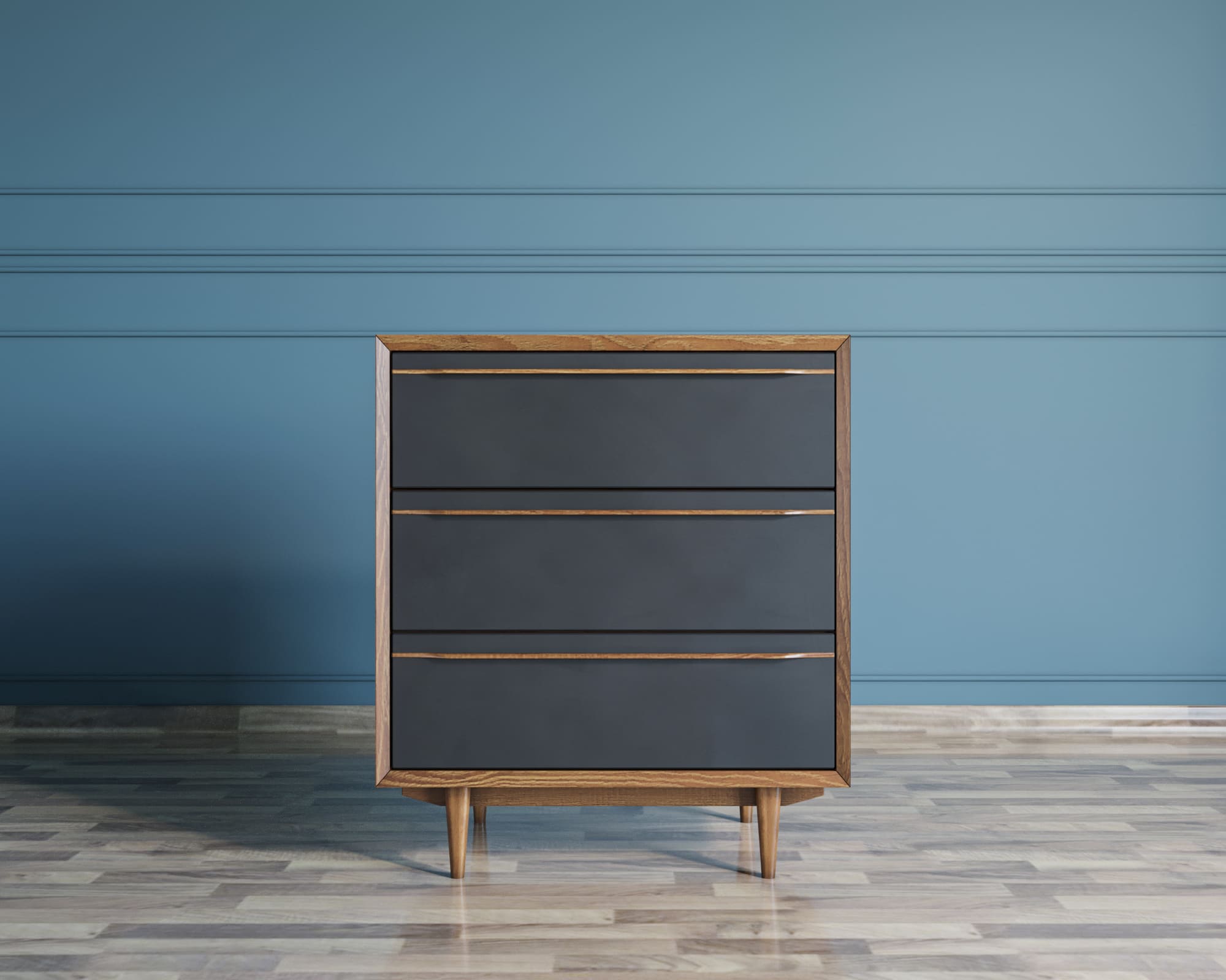 Комод с тремя ящиками чёрный "Bruni Black"