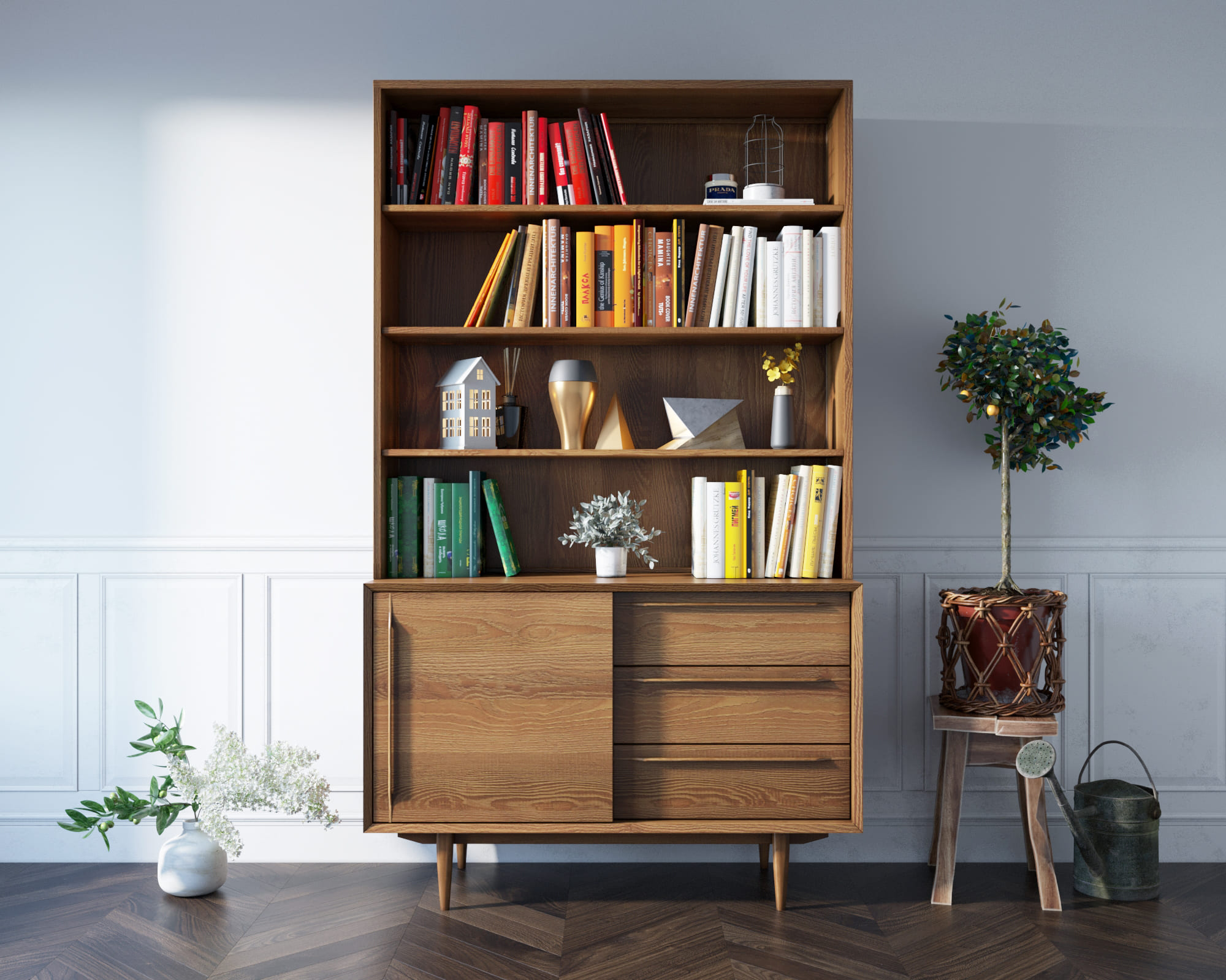 Стеллаж с ящиками "Bruni" с дверками