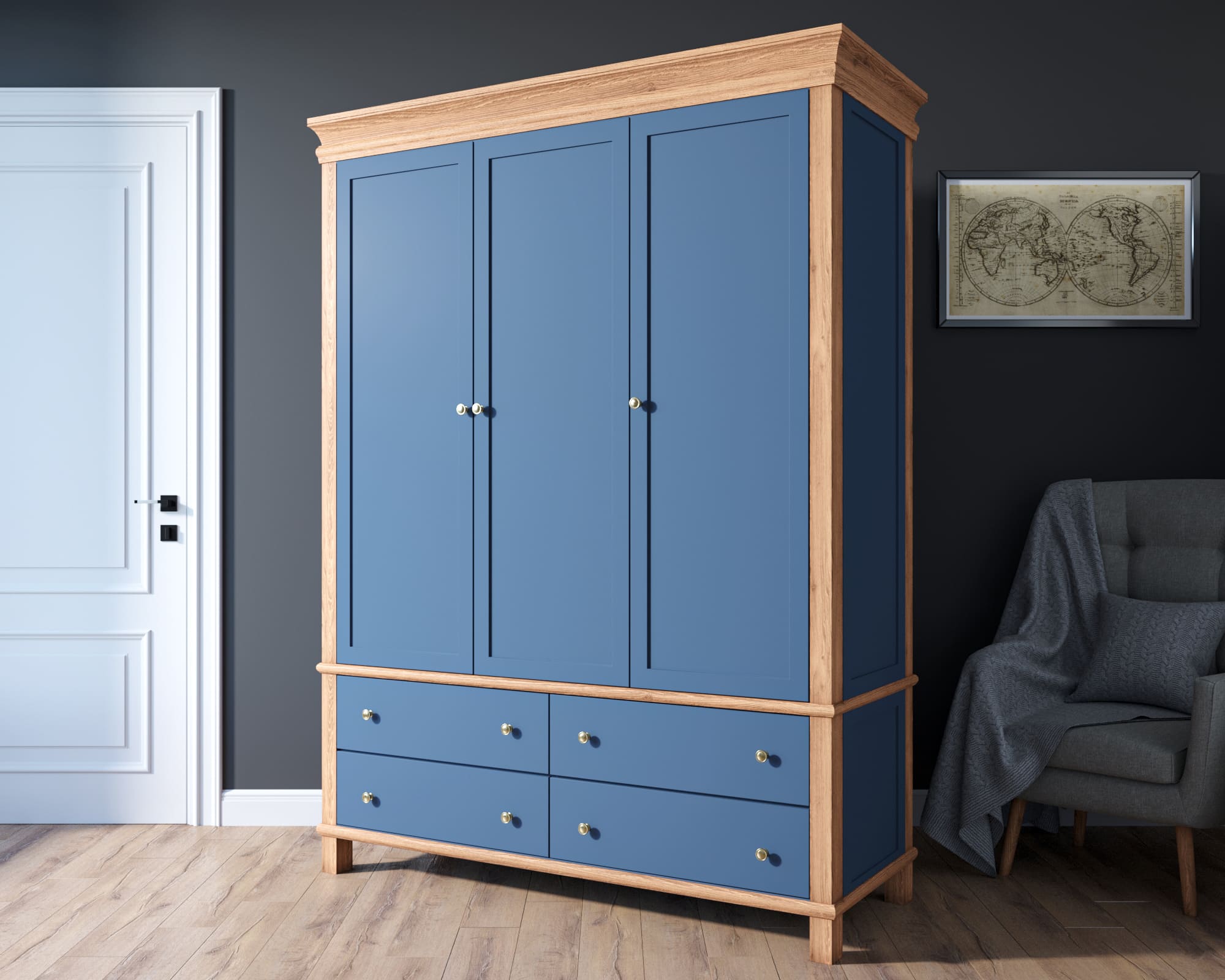 Шкаф трехстворчатый "Jules Verne" из березы и ясеня