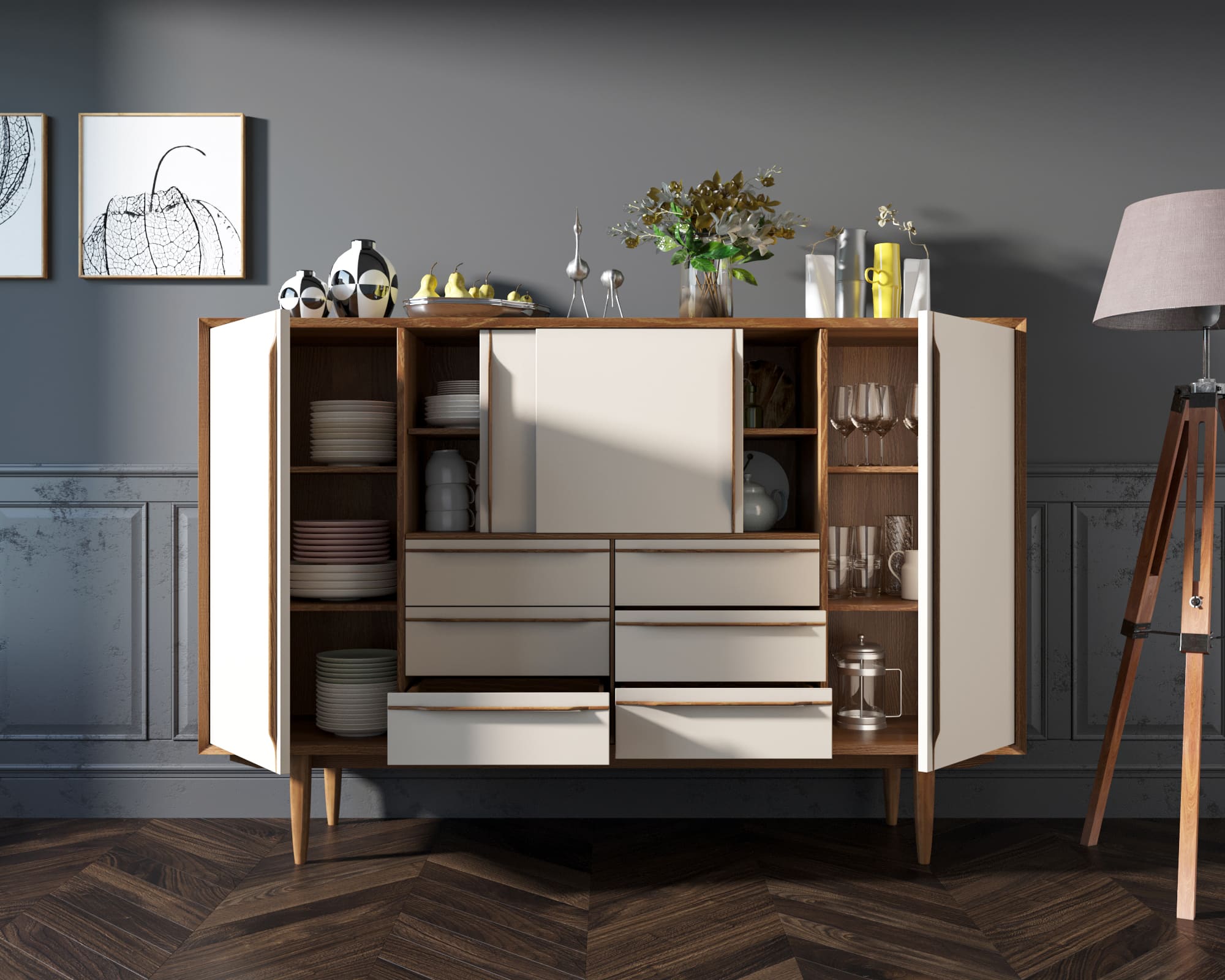 Большой комод белый "Bruni white"