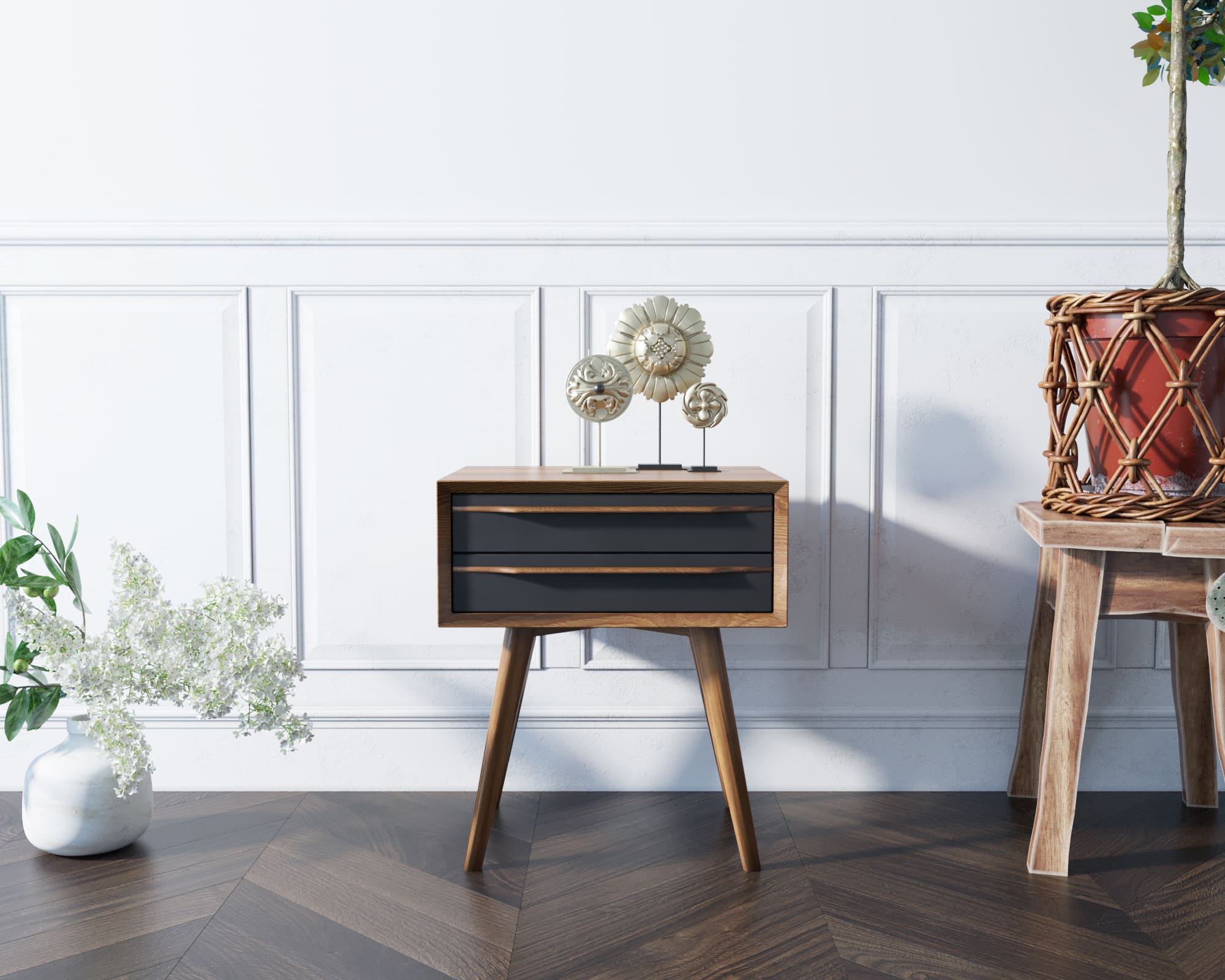 Тумба "Bruni Black" с двумя ящиками