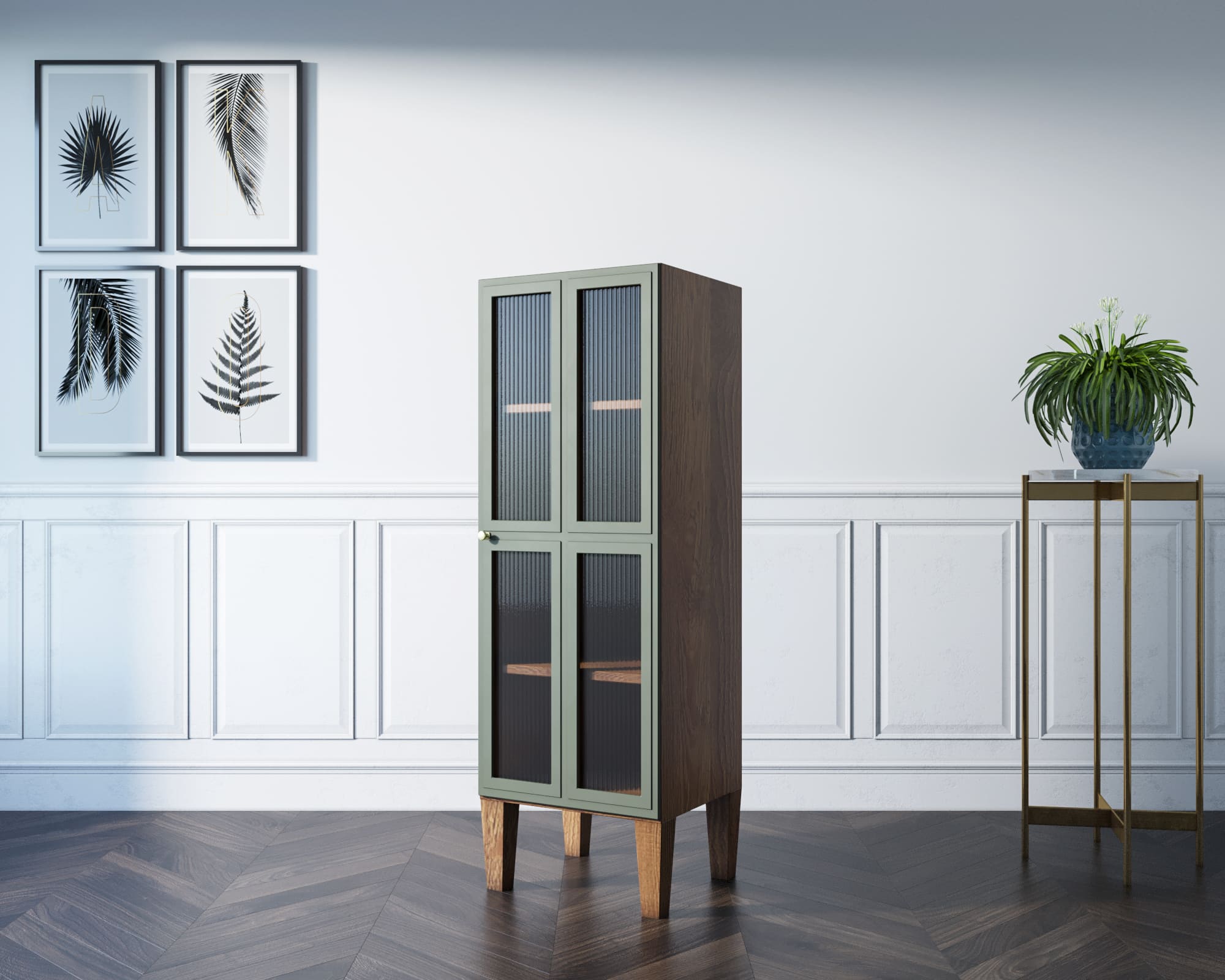 Шкаф-витрина массив "Andersen" с рифлеными стеклами