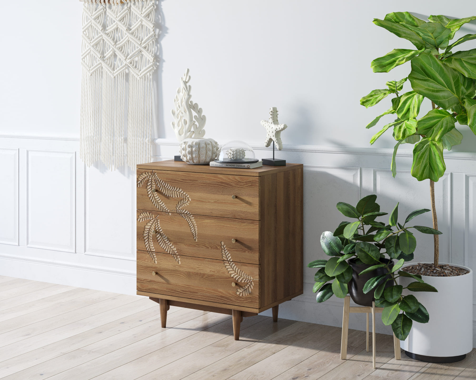Комод "Boho" 3 ящика с растением