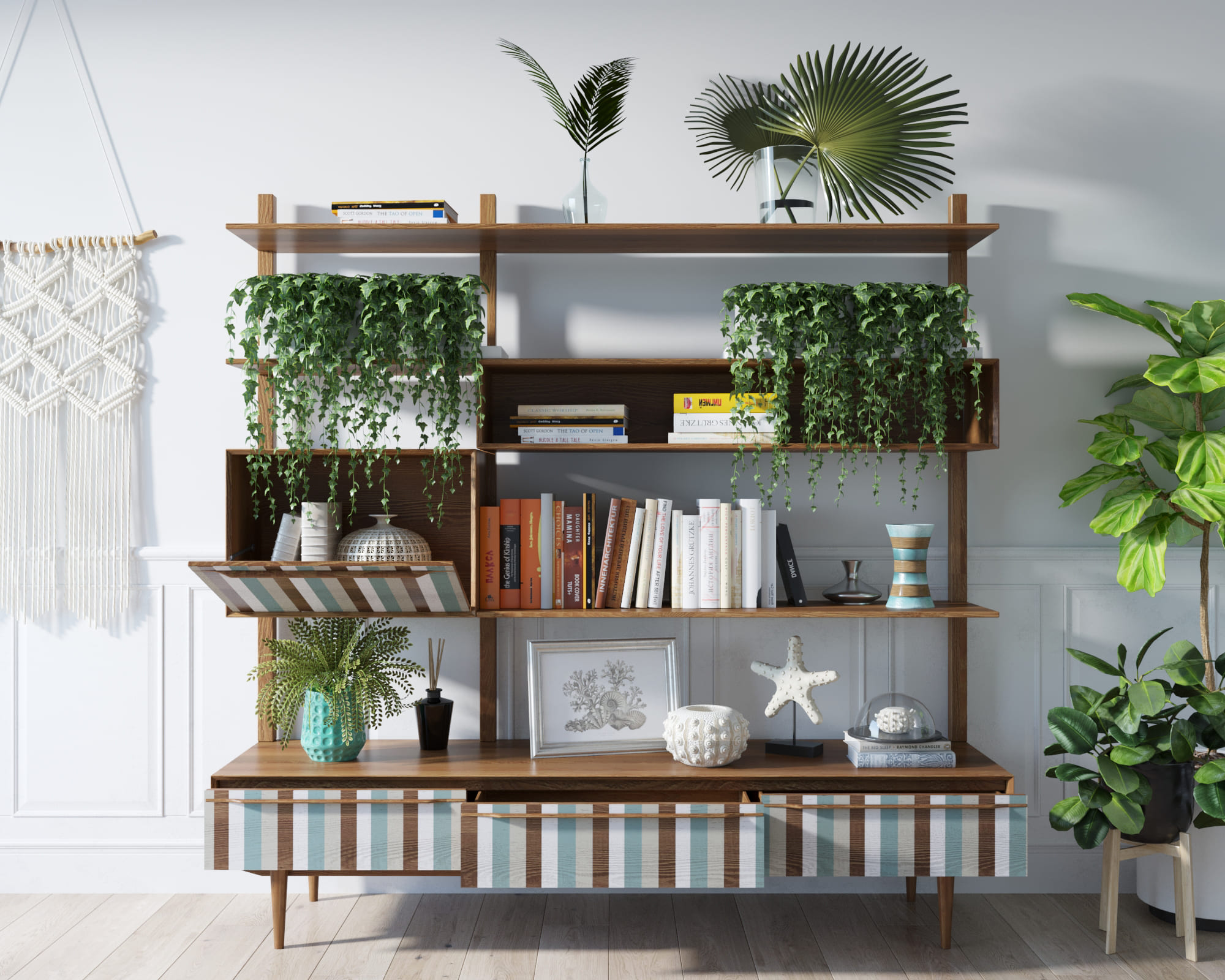 Стеллаж "Bruni print 1" с ящиками