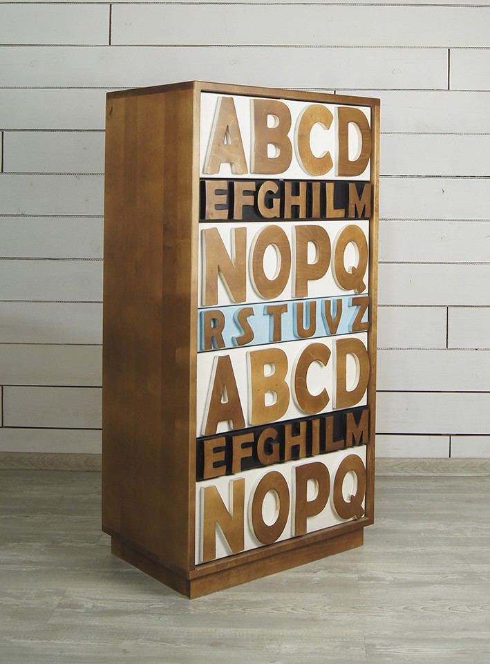 Комод с 7 ящиками массив берёзы "Alphabeto Birch 4"