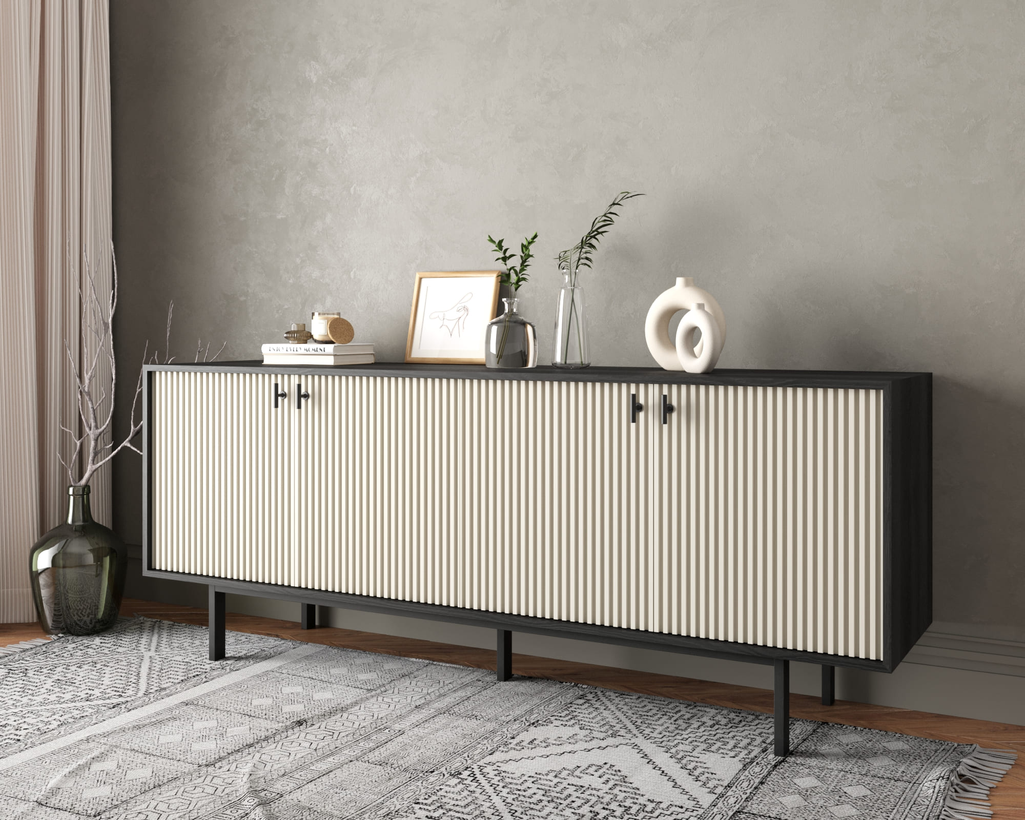 Комод с четырьмя дверками "Emerson" арт EM01/milky/L