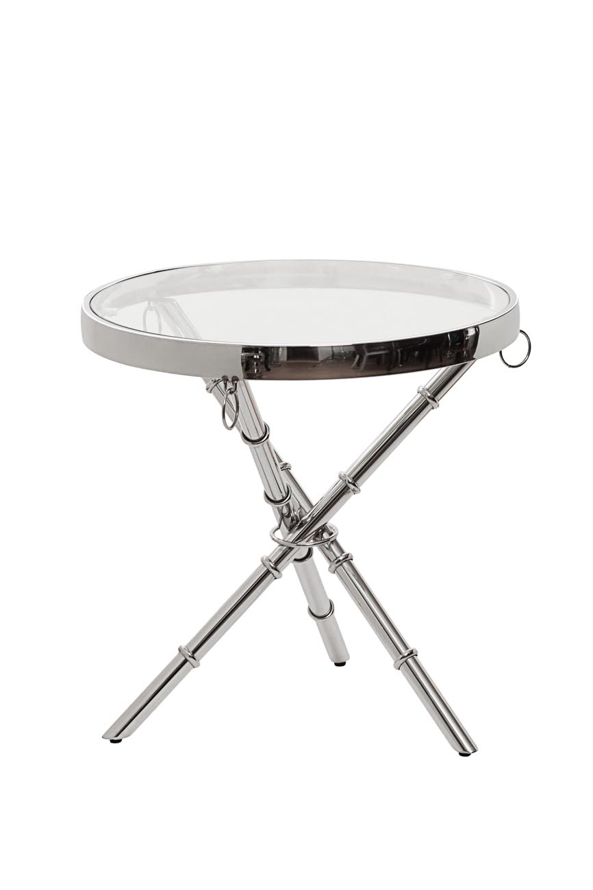 13RX6035-SILVER-Стол журнальный стекло прозр./серебро