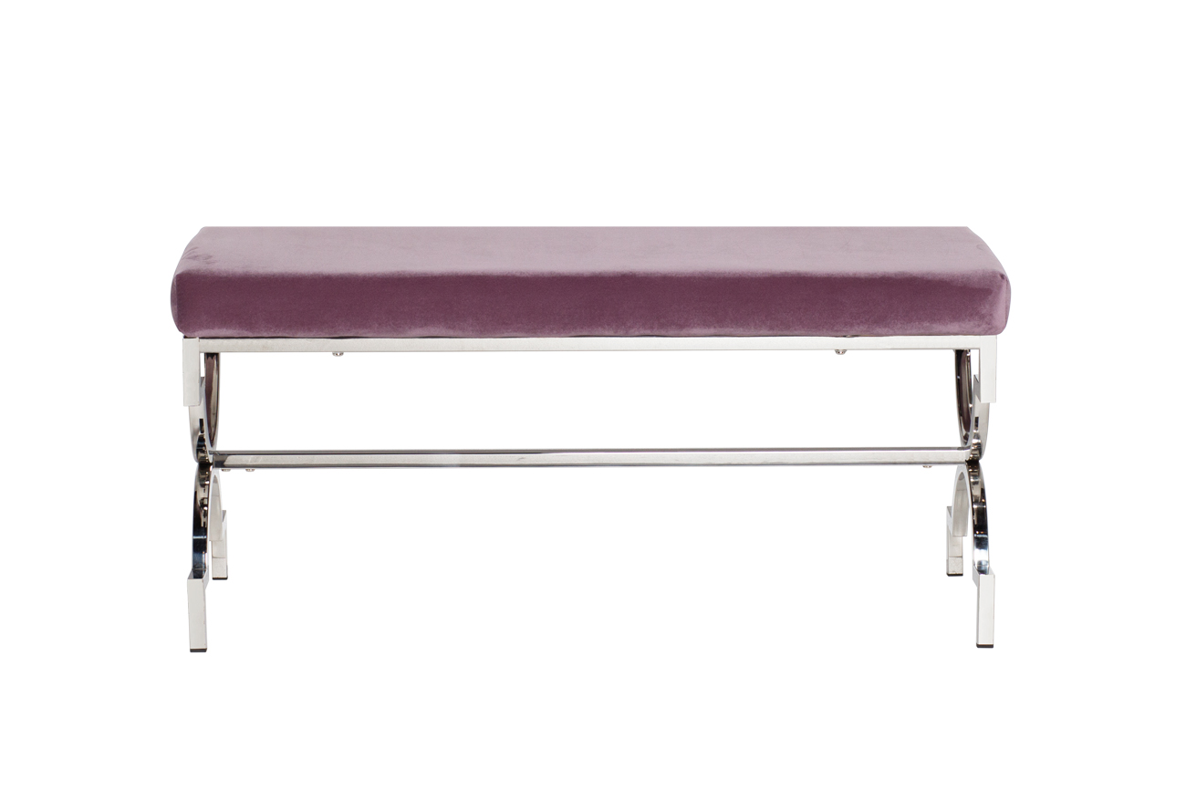 47ED-BEN006-LL Банкетка дымчато-сиреневый велюр/хром