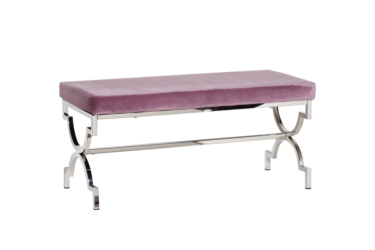 47ED-BEN006-LL Банкетка дымчато-сиреневый велюр/хром