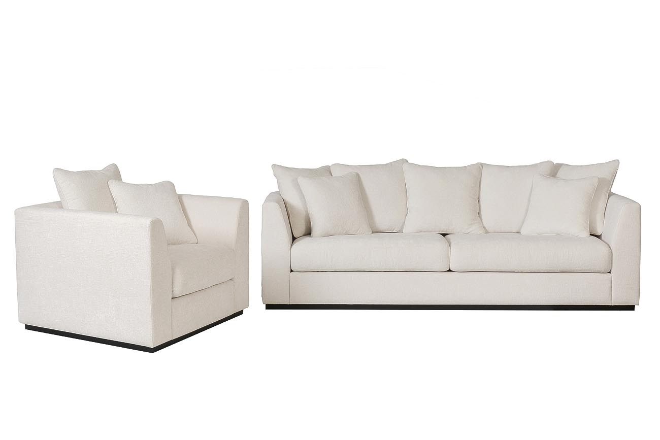 Диван Roberto трехместный, велюр кремовый Ant981