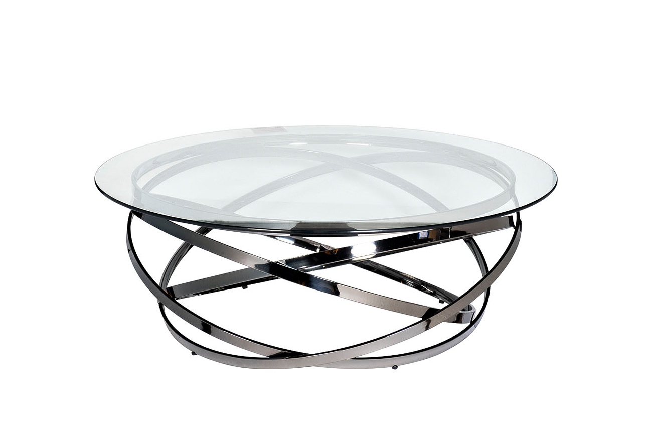 GY-CT8402BL Стол журнальный стекло прозр/темн.хром