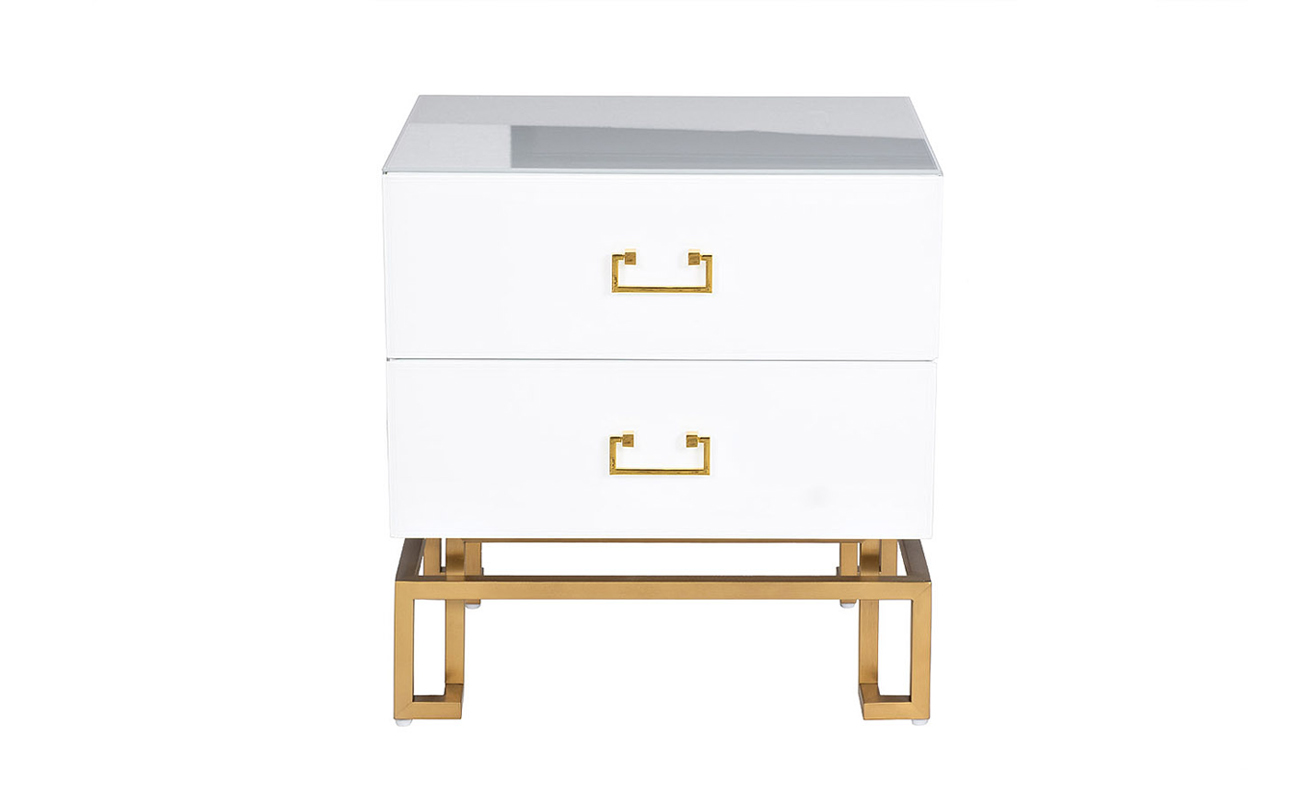 KFG085 Тумба 2 ящика белая/золото