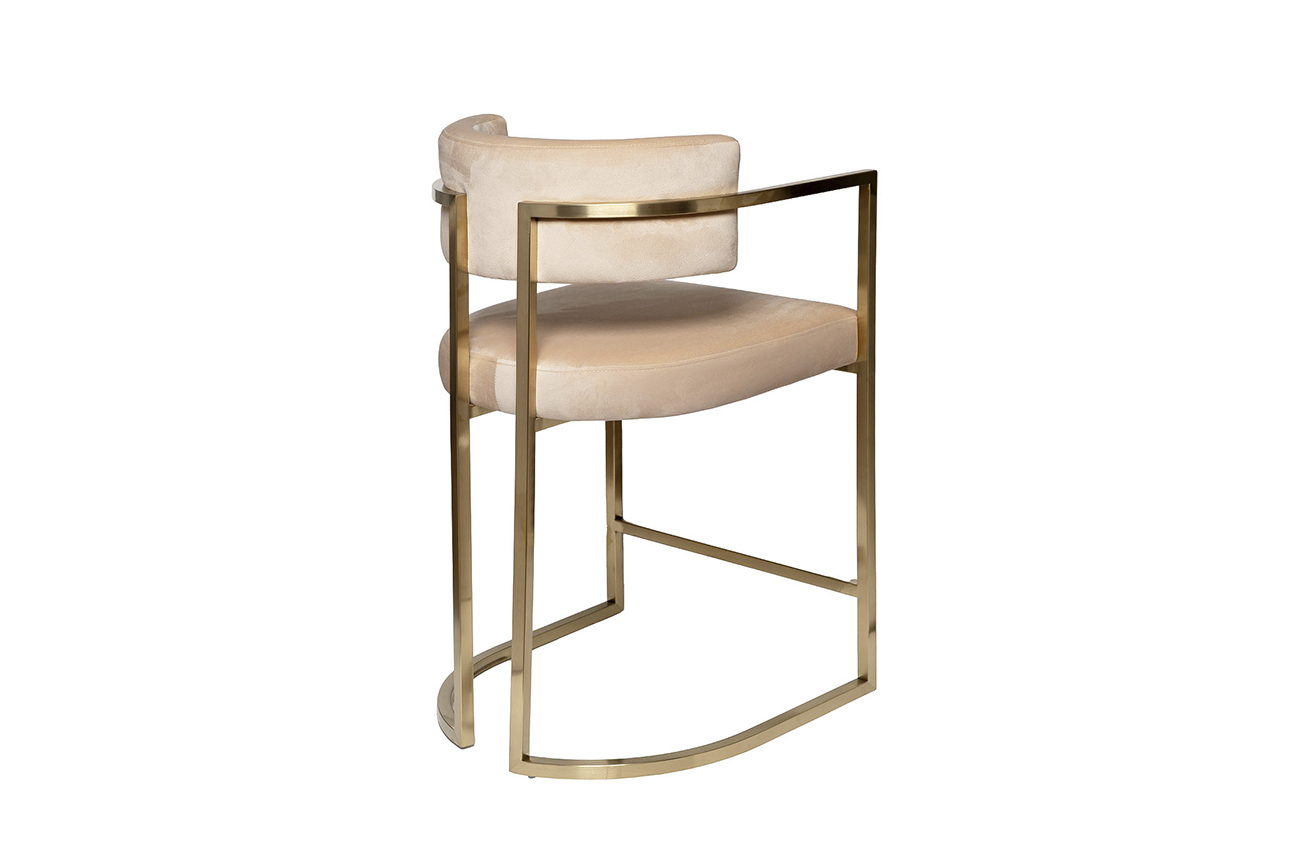 76AR-603GOLD-BG Стул полубарный велюр беж/мат. золото