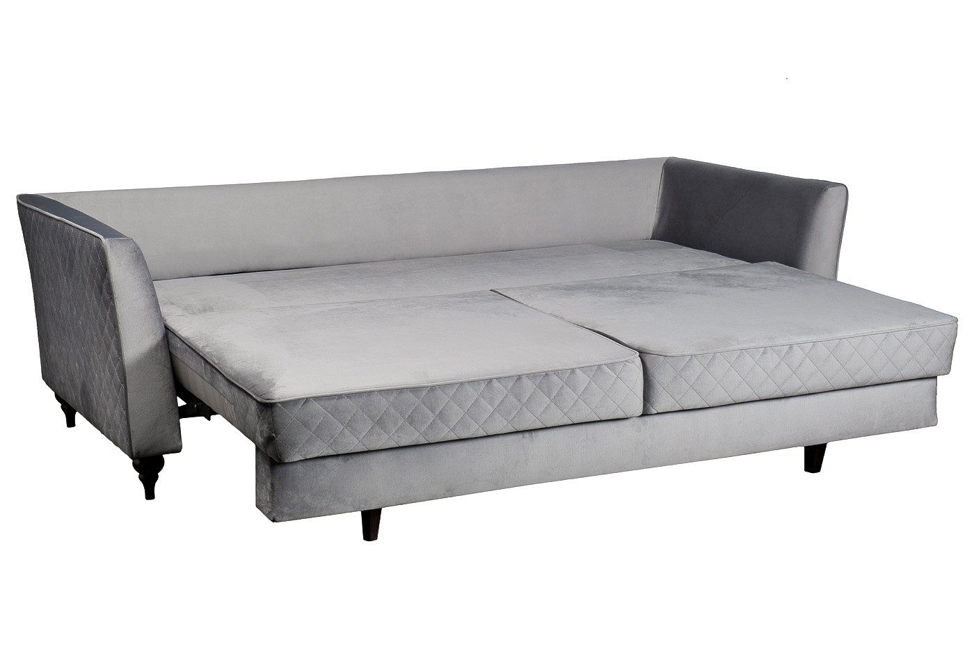 Диван Sorrento(K) 230M трехместный раскладной c кантом, велюр светло-серый Bel40+Bel40