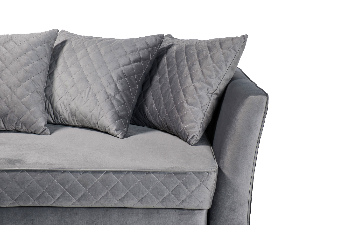 Диван Sorrento(K) 230M трехместный раскладной c кантом, велюр светло-серый Bel40+Bel40