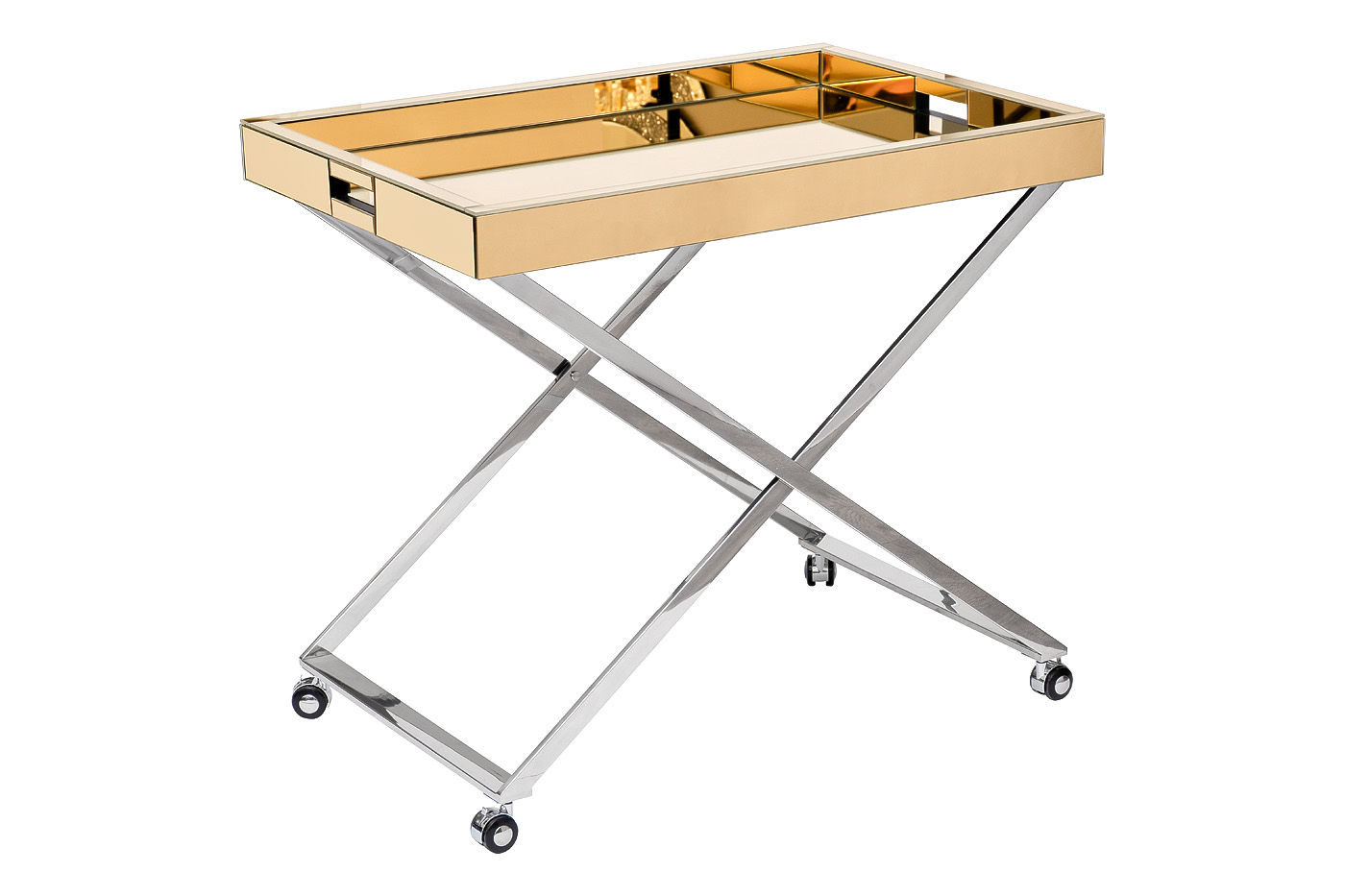 KFG135 Стол сервировочный зеркальный золото, н/ж сталь хром