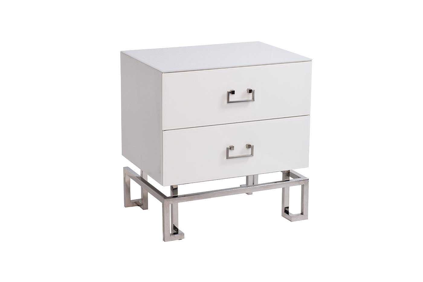 KFG085-NI Тумба 2 ящика белая/хром
