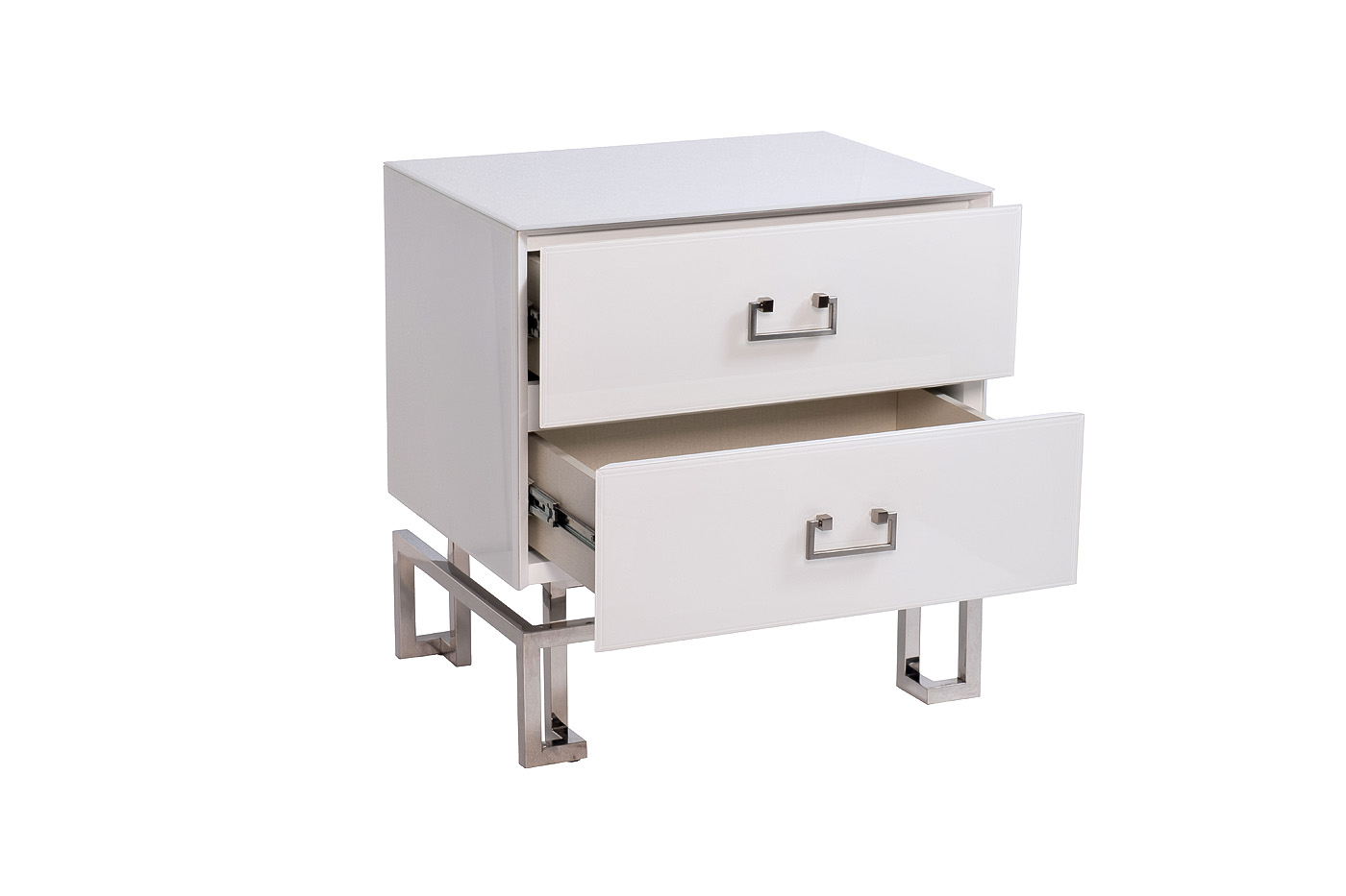KFG085-NI Тумба 2 ящика белая/хром