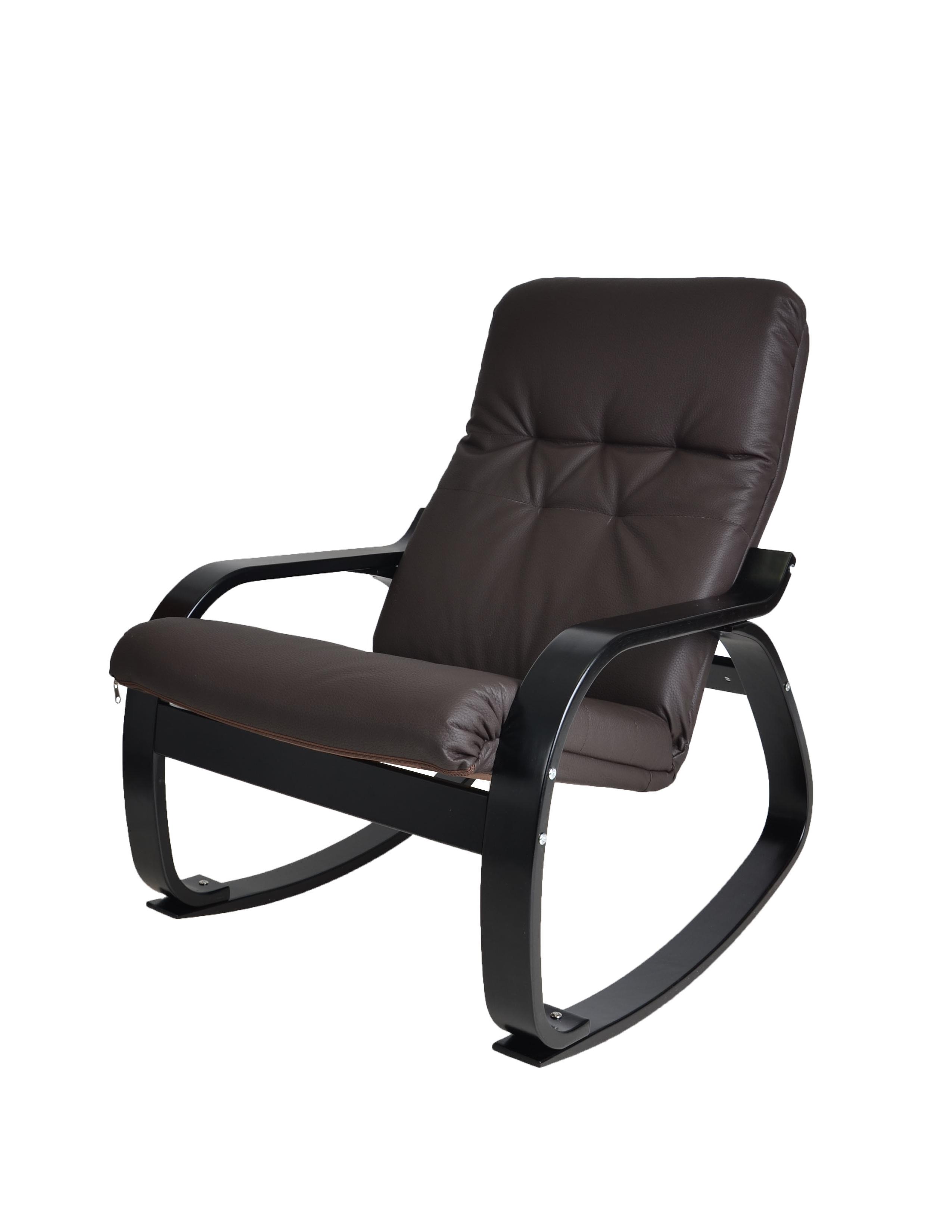 кресло-качалка Сайма Экокожа шоколад каркас Венге структура