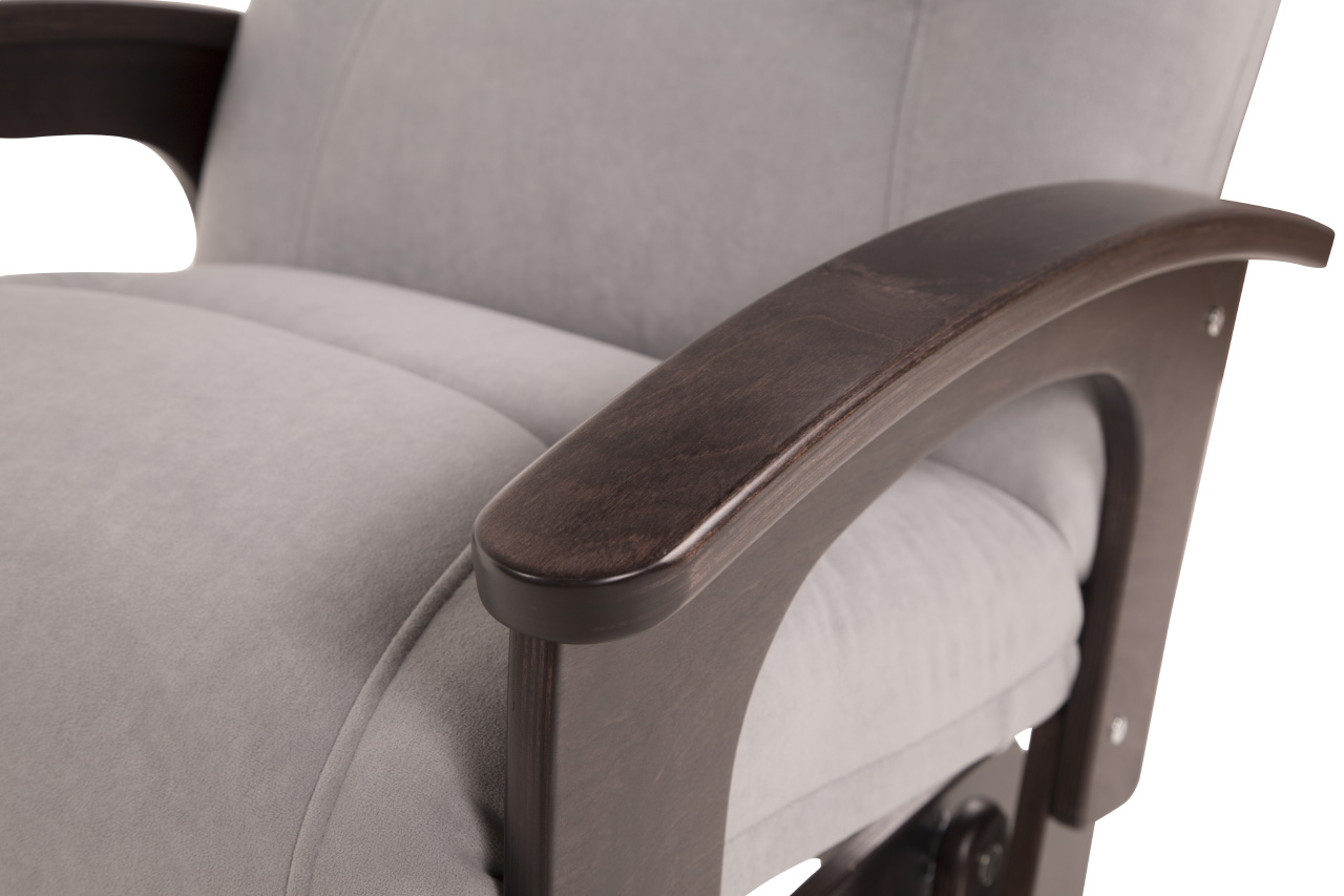 кресло-качалка глайдер Орион Серо-голубой каркас Орех