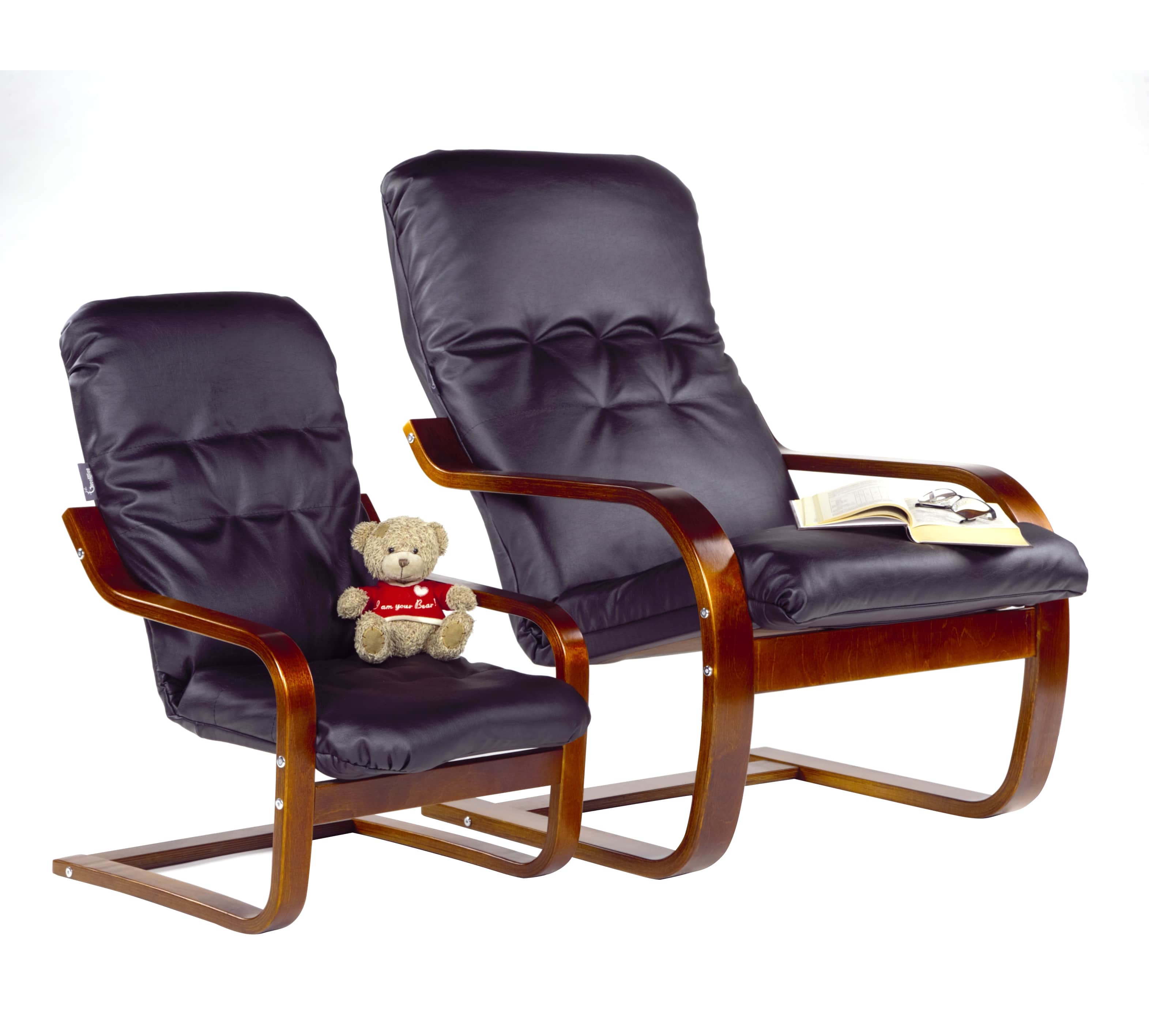 детское кресло Сайма Kids Экокожа черный каркас Вишня