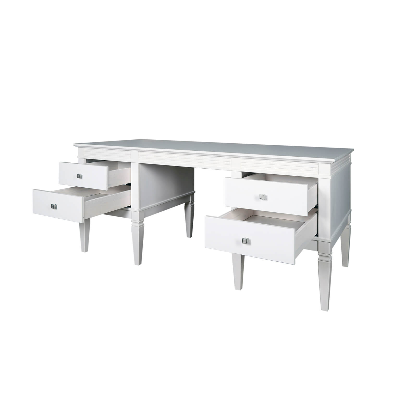 Стол письменный белый 4 ящика "Ольса" 204 (белый лак)