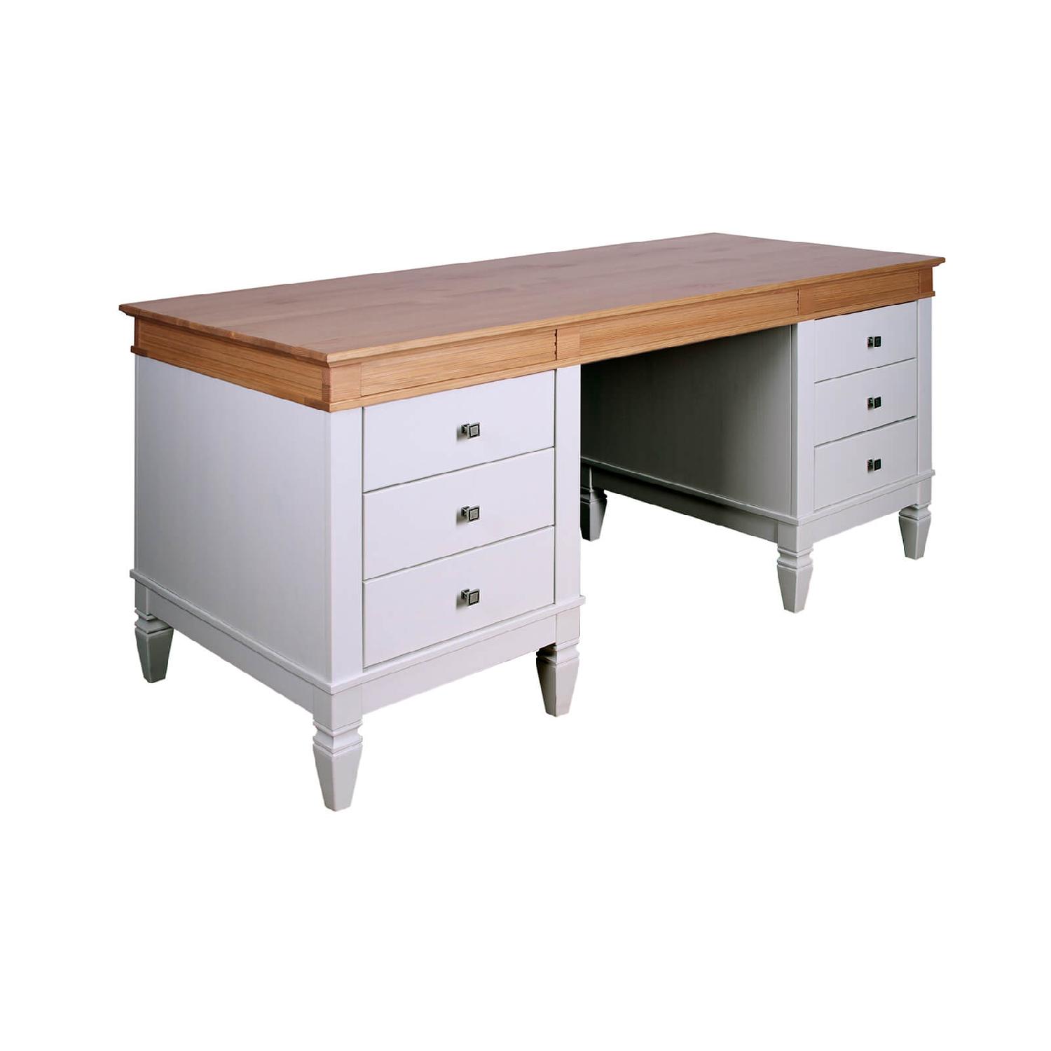 Стол письменный 6 ящиков "Ольса" 206 (белый лак/антик 24)