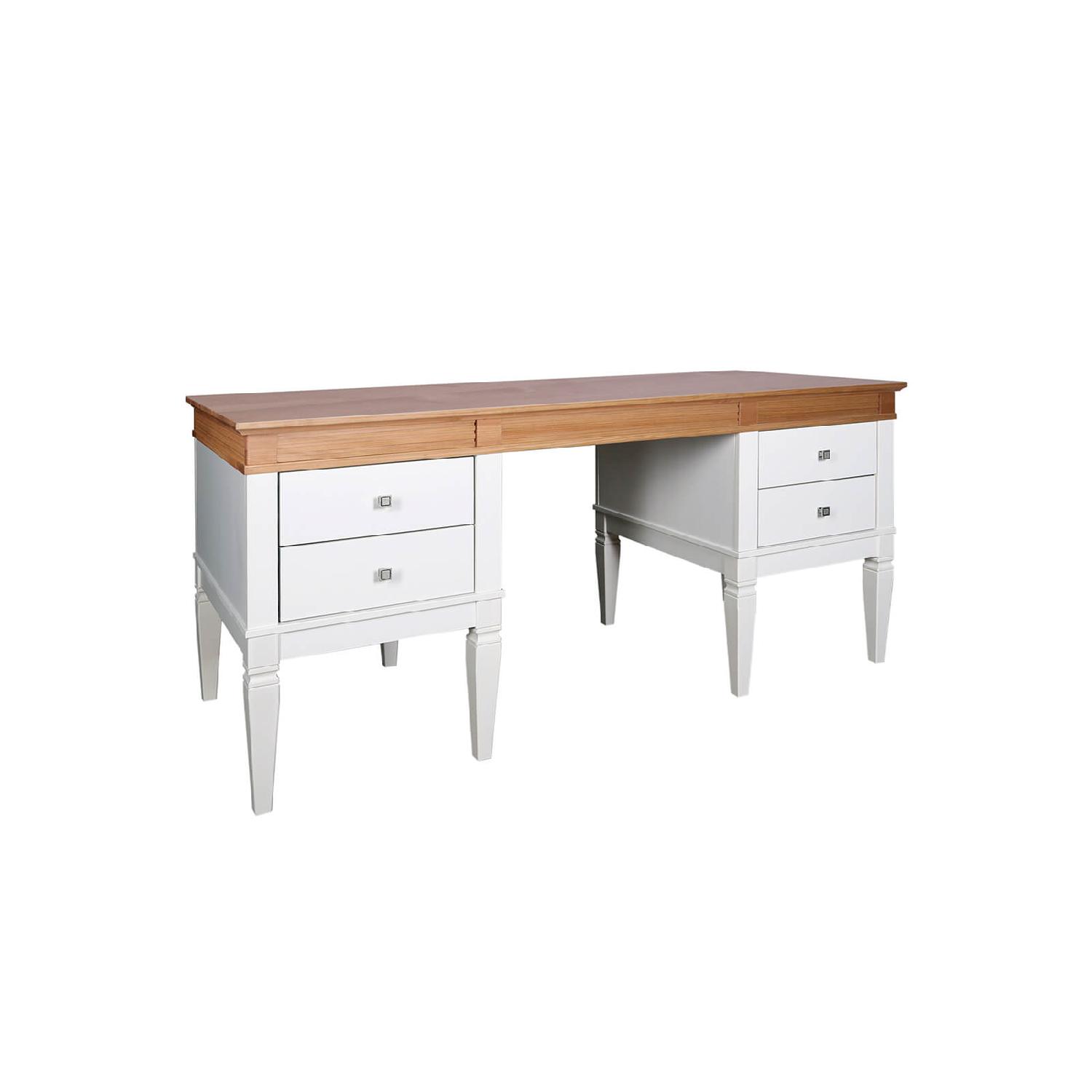 Стол письменный белый массив «Ольса» 204 (белый лак/антик 24)