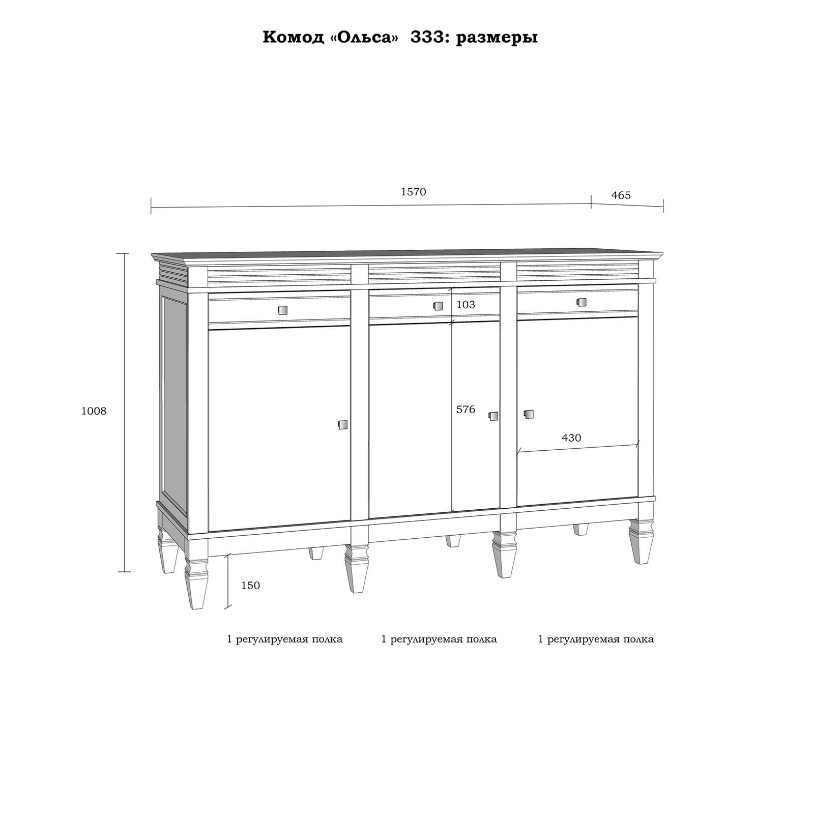 Комод Ольса 333 (серый 7042)