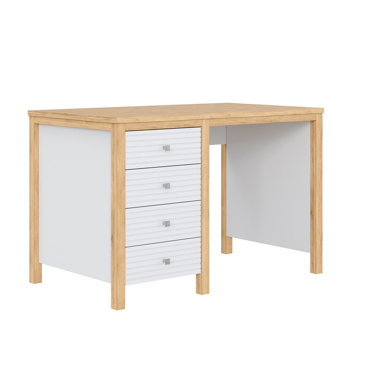 Стол письменный с ящиками Вояж-04-РЯ (Белый лак + антик №24)