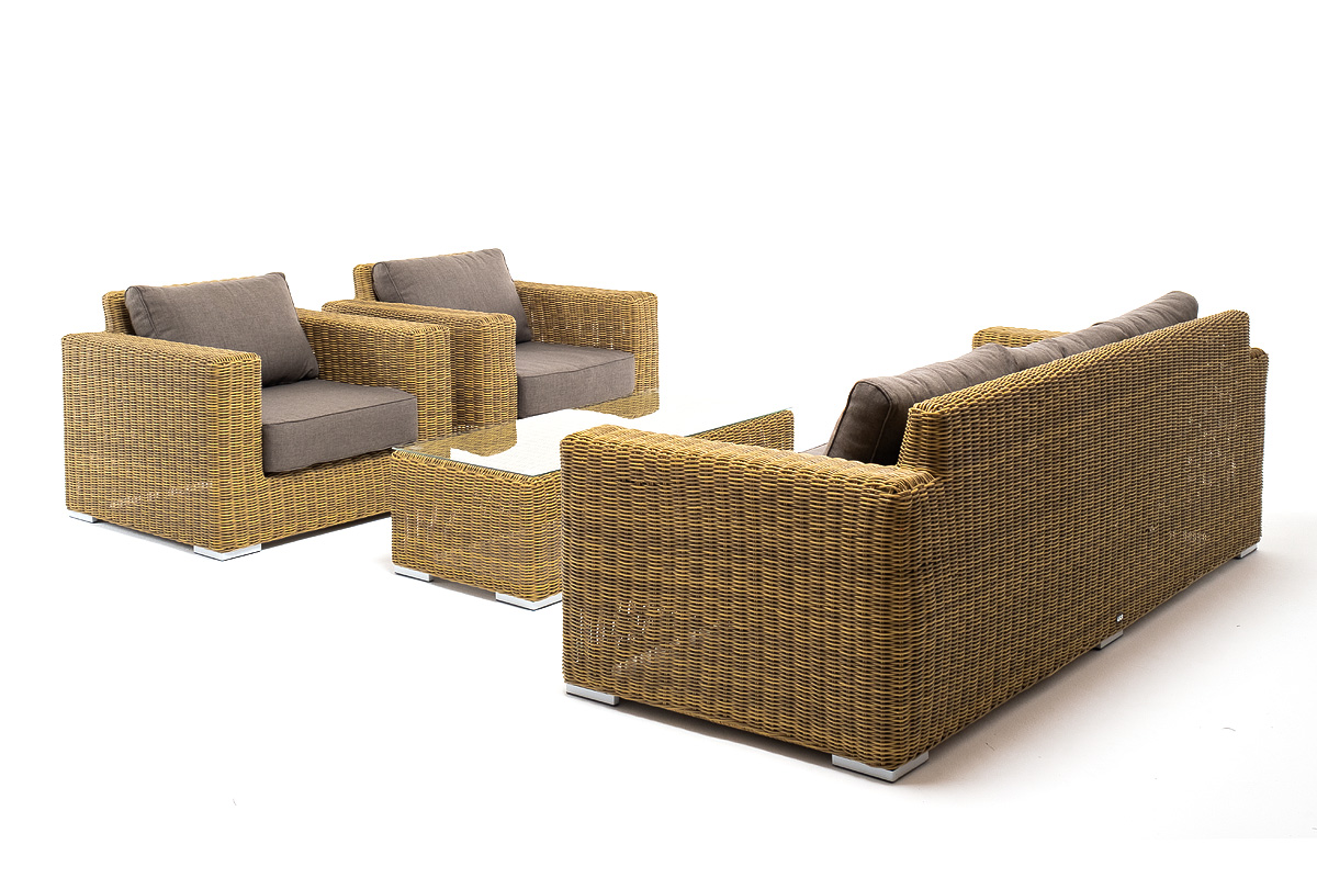 "Боналли" лаунж-зона из искусственного ротанга, цвет соломенный