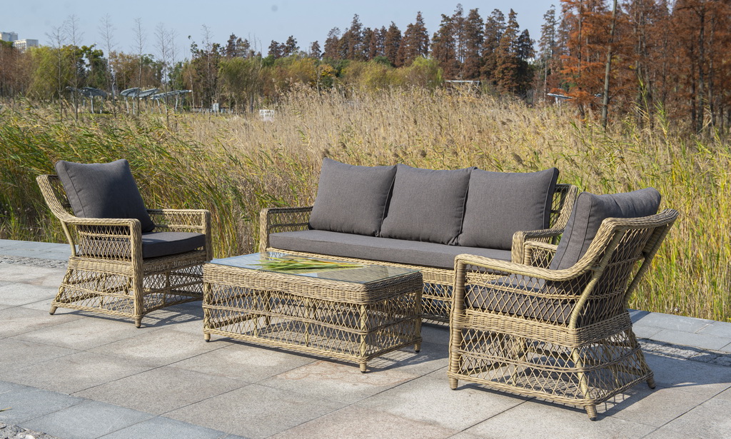 "Грандинелли" лаунж-зона из искусственного ротанга, цвет соломенный