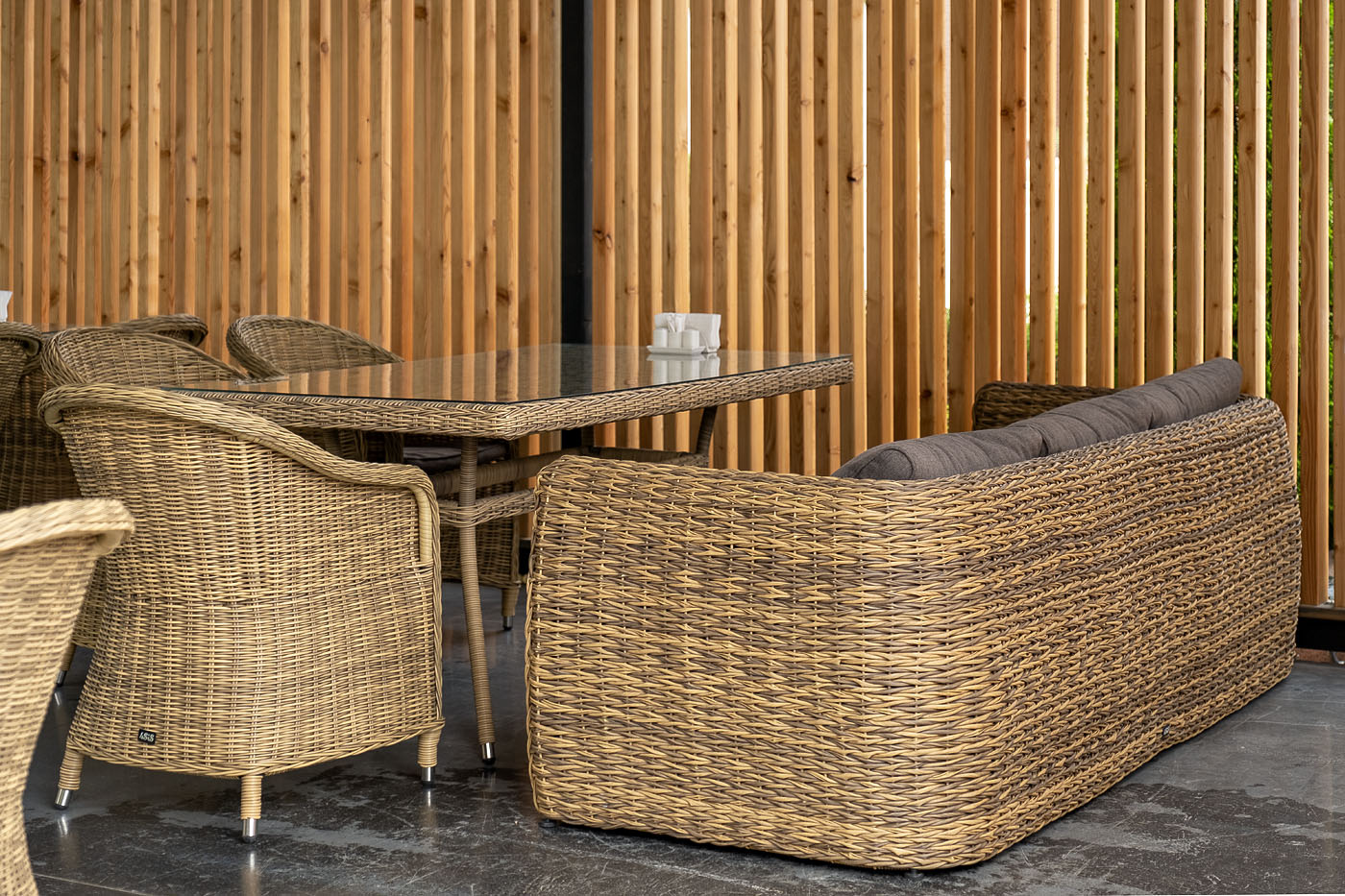 "Клиари" диван из искусственного ротанга (гиацинт) трехместный, цвет соломенный