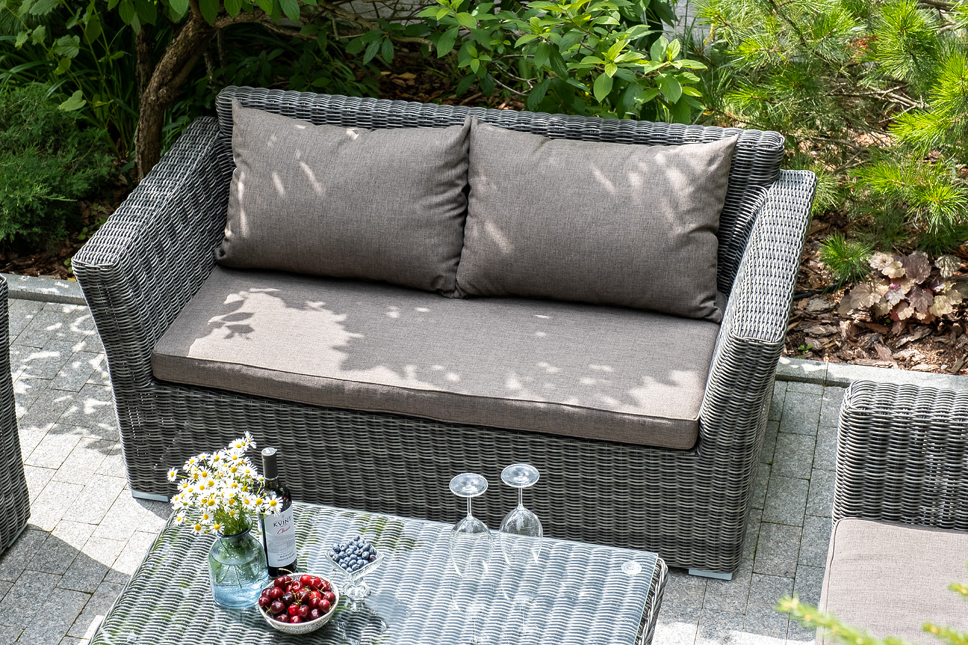 "Капуто" диван из искусственного ротанга двухместный, цвет графит