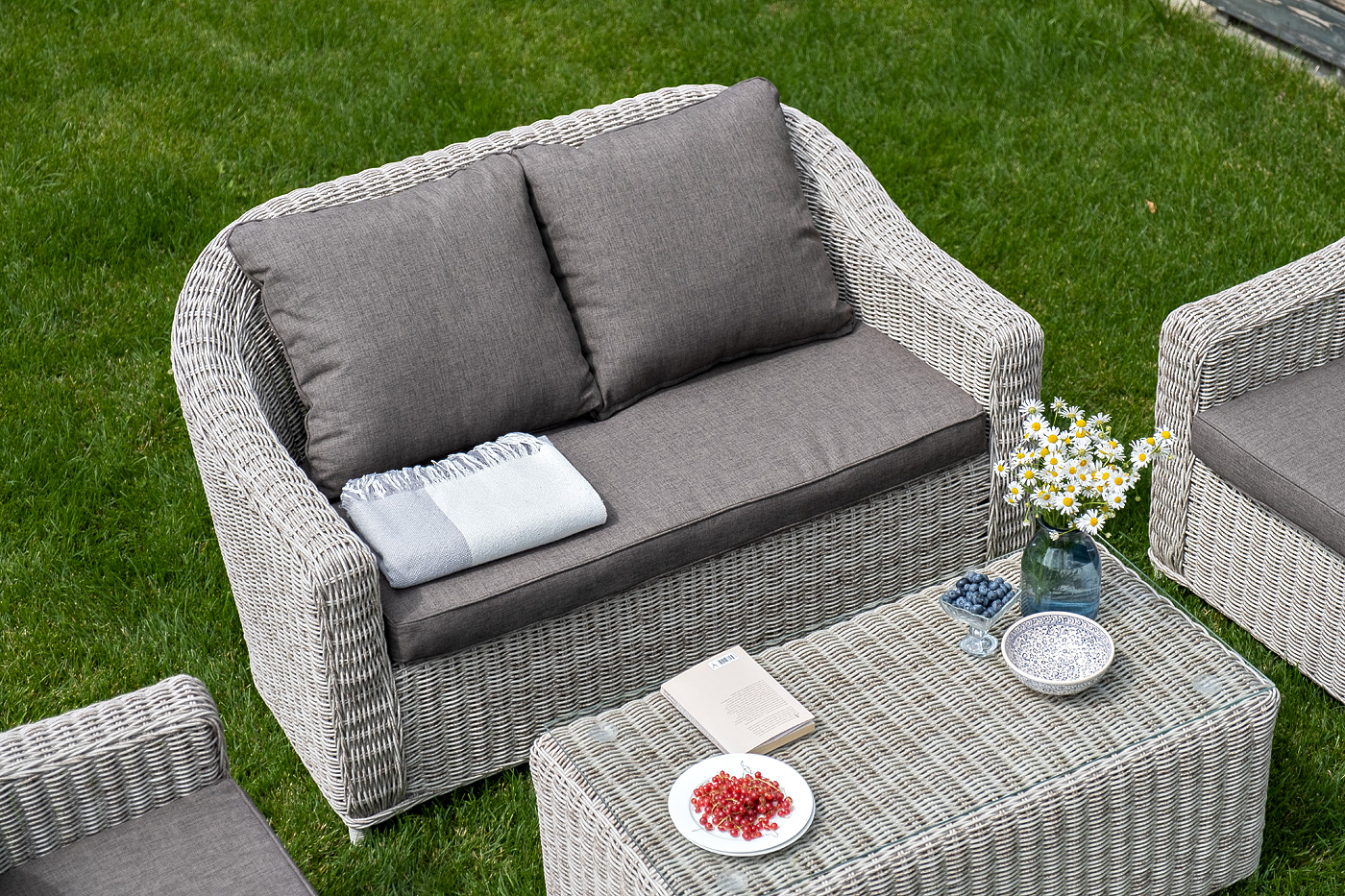 "Копаннини" диван из искусственного ротанга двухместный, цвет бежевый