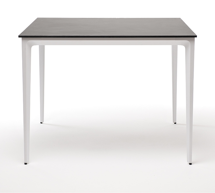 "Малакио" обеденный стол из HPL 90х90см, цвет "серый гранит", каркас белый