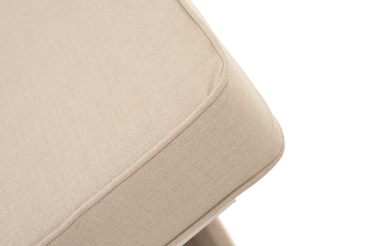 "Ривьера" шезлонг плетеный из роупа, каркас алюминий белый муар, роуп бежевый круглый, ткань бежевая