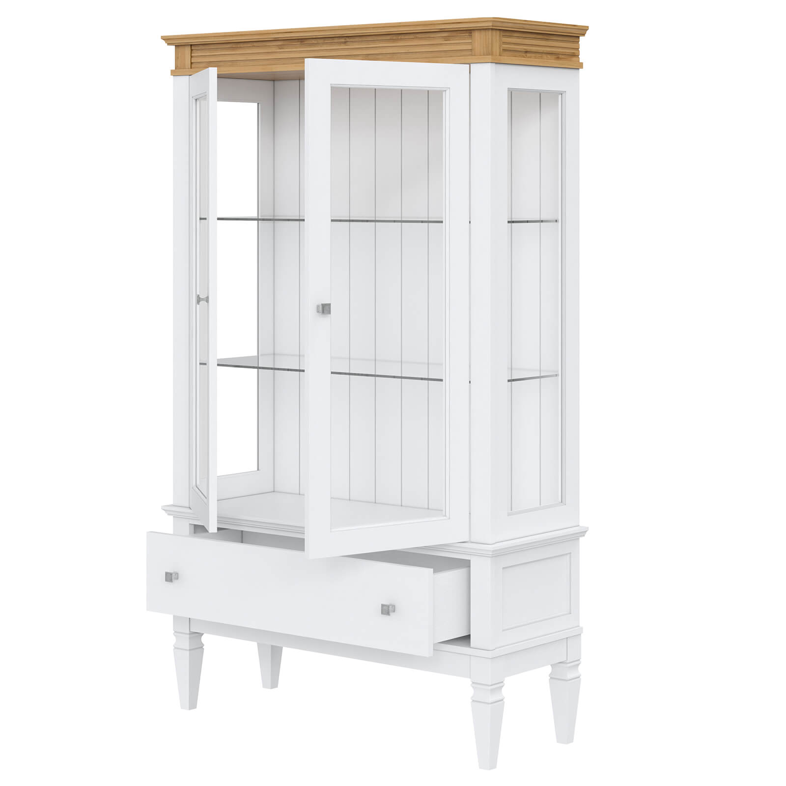 Шкаф для посуды «Ольса» 21G (белый лак-антик 24)