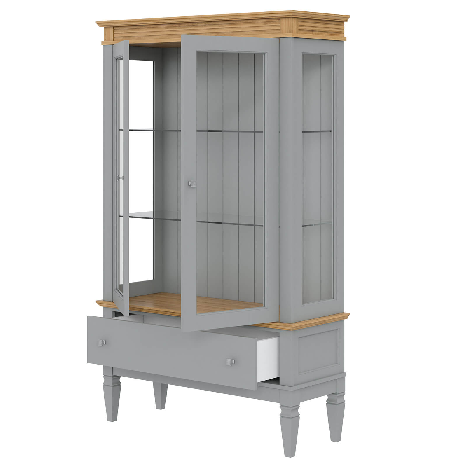 Шкаф для посуды «Ольса» 21G (серый 7042/антик24)