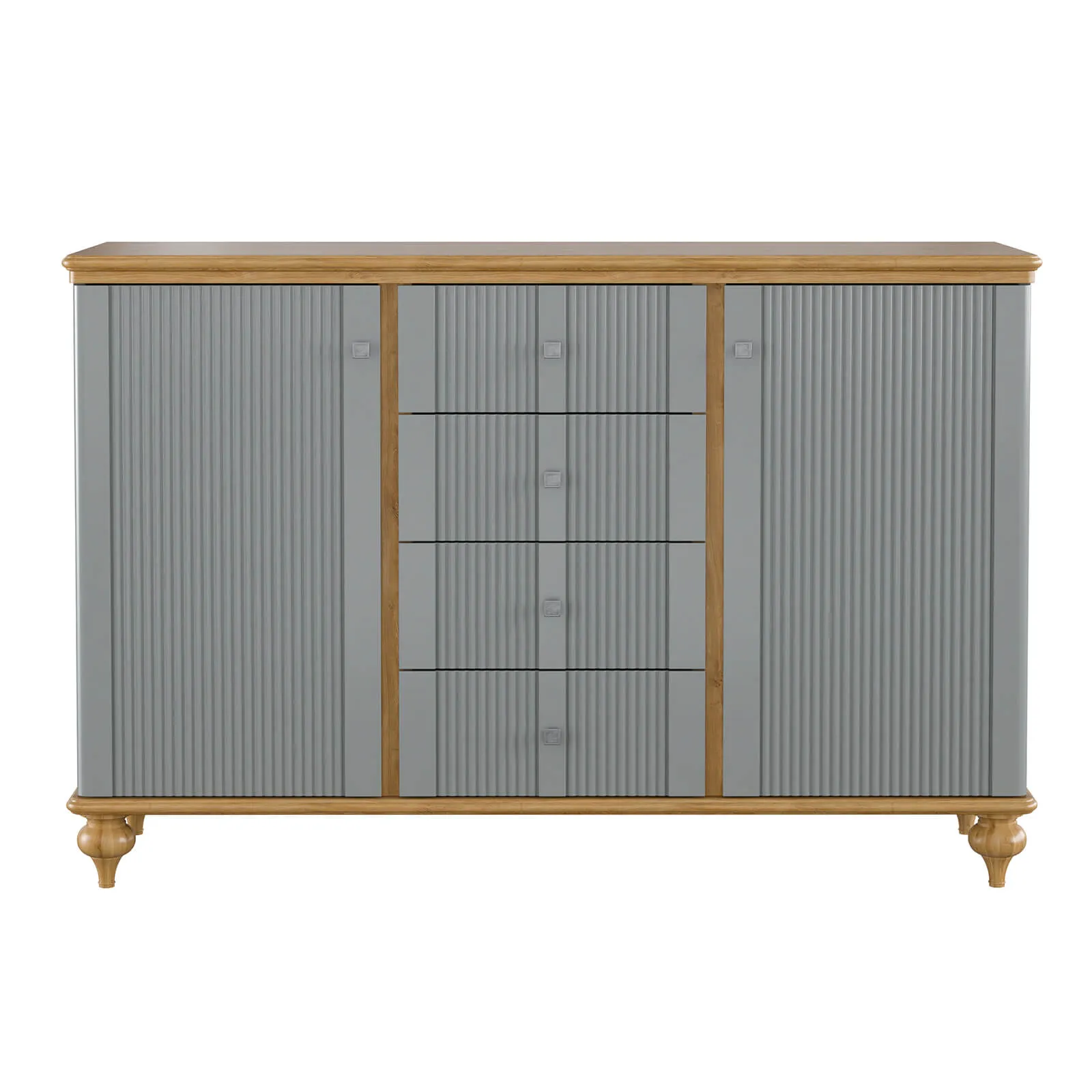 Комод с 4 ящиками серый "Рандеву" 324 (серый7042/анетик24)